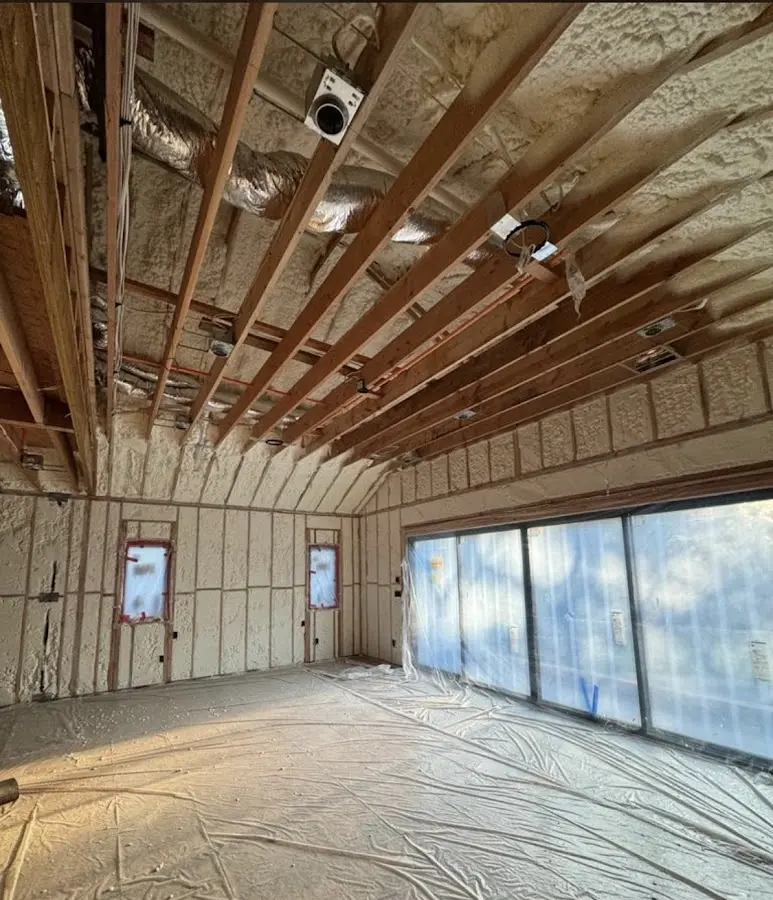 Interior walls and ceiling insulated with spray foam during new construction in Maurice River